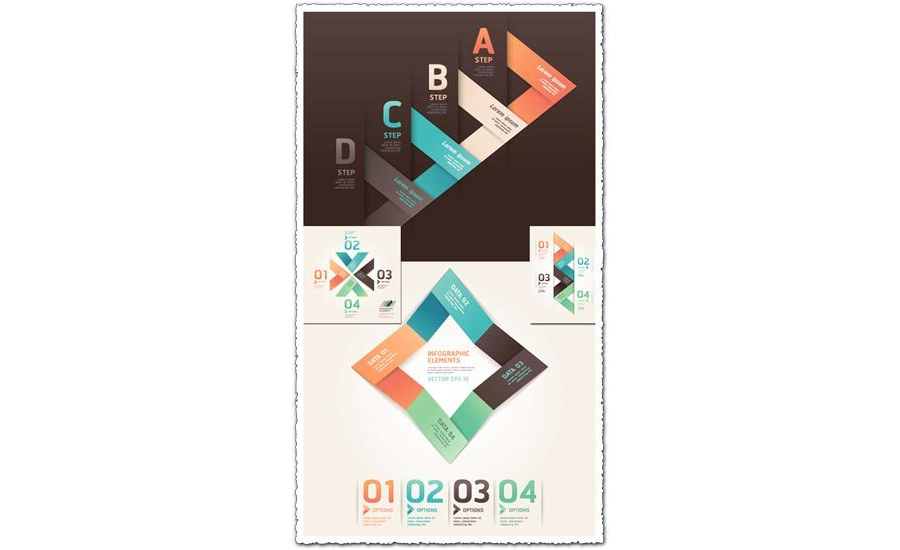 Origami numbered options infographics vector