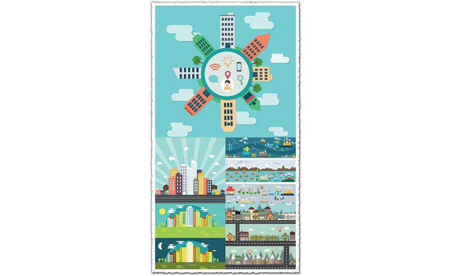 City buildings flat vectors design