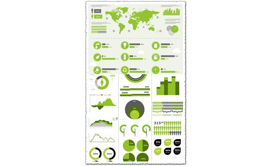 Green infographics charts vector