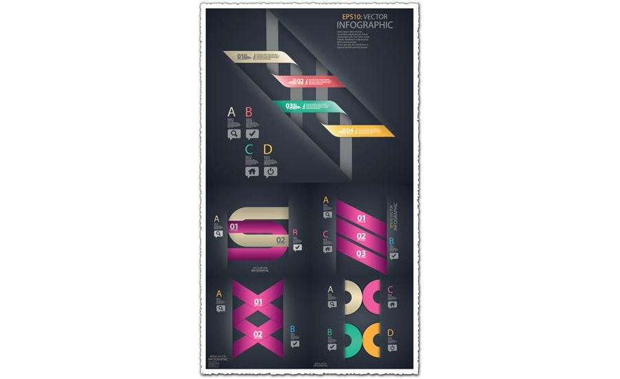 COLORED OPTION LABELS INFOGRAPHICS VECTOR