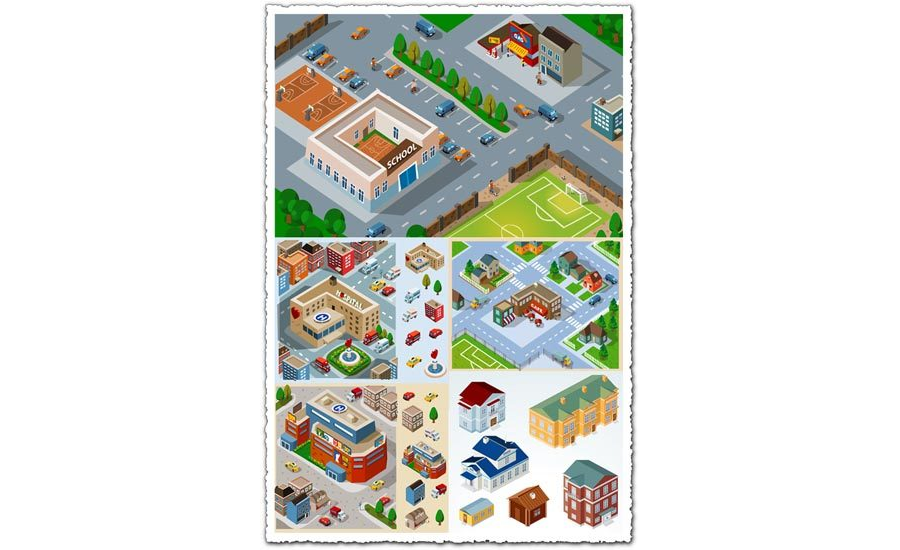 City buildings and houses vectors