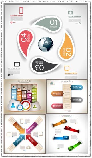 Colored paper tags infographics vector