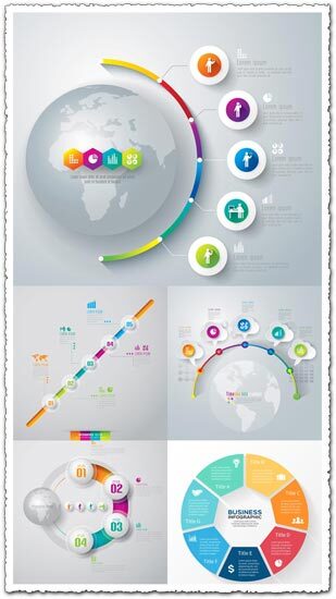 Diagrams infographic stickers vectors