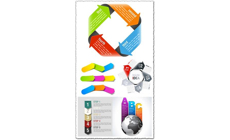 Origami arrows vector infographics shapes