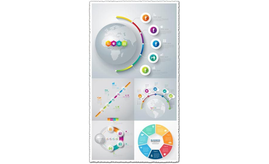 Diagrams infographic stickers vectors