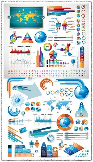 Statistic charts infographics vector